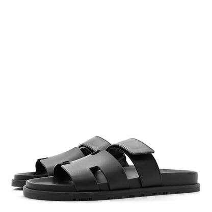 Hermes Calfskin Womens Chypre Sandals 41 Black 3 of 9