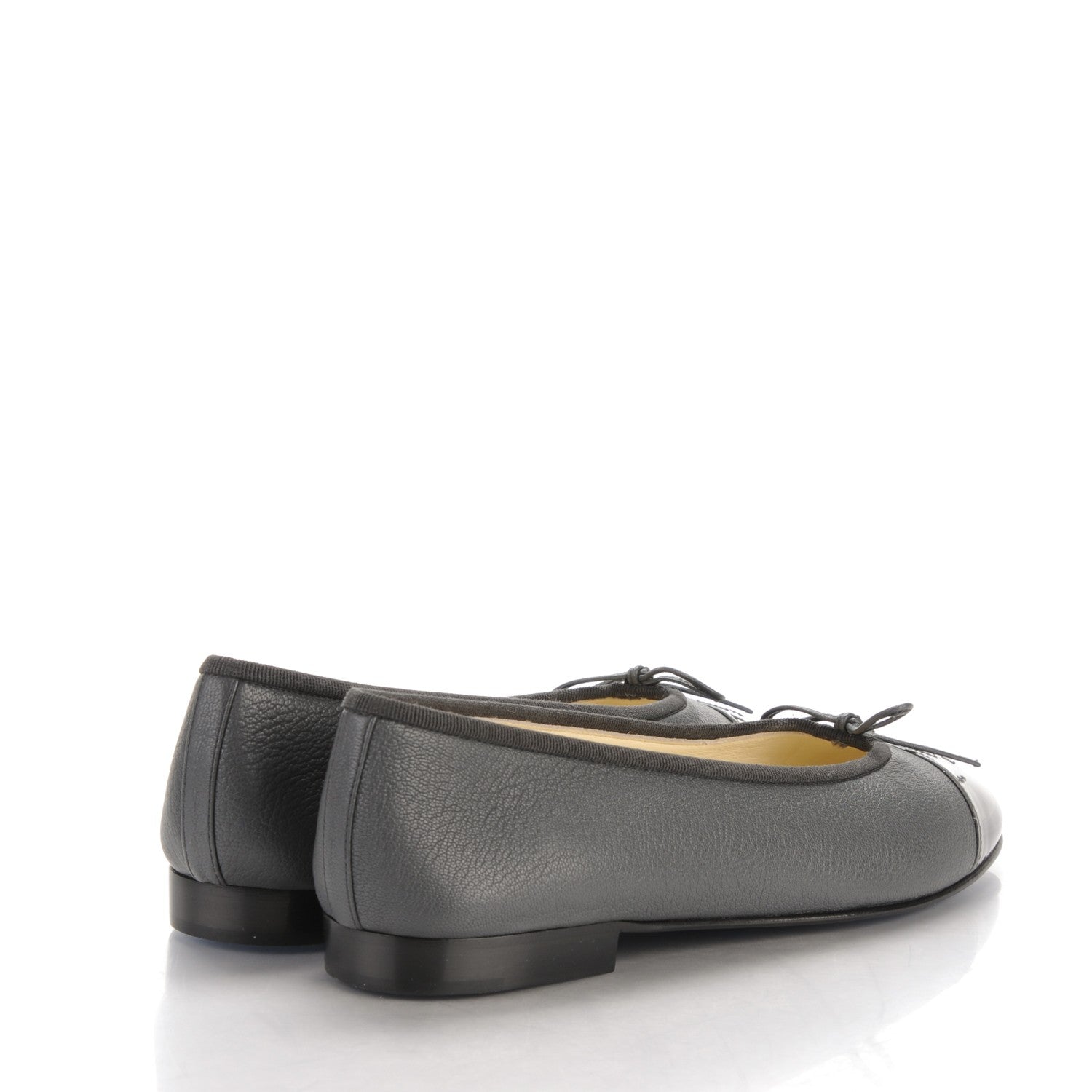 Chanel Patent Goatskin Cap Toe Ballerina Flats 38.5 Grey 4 of 8