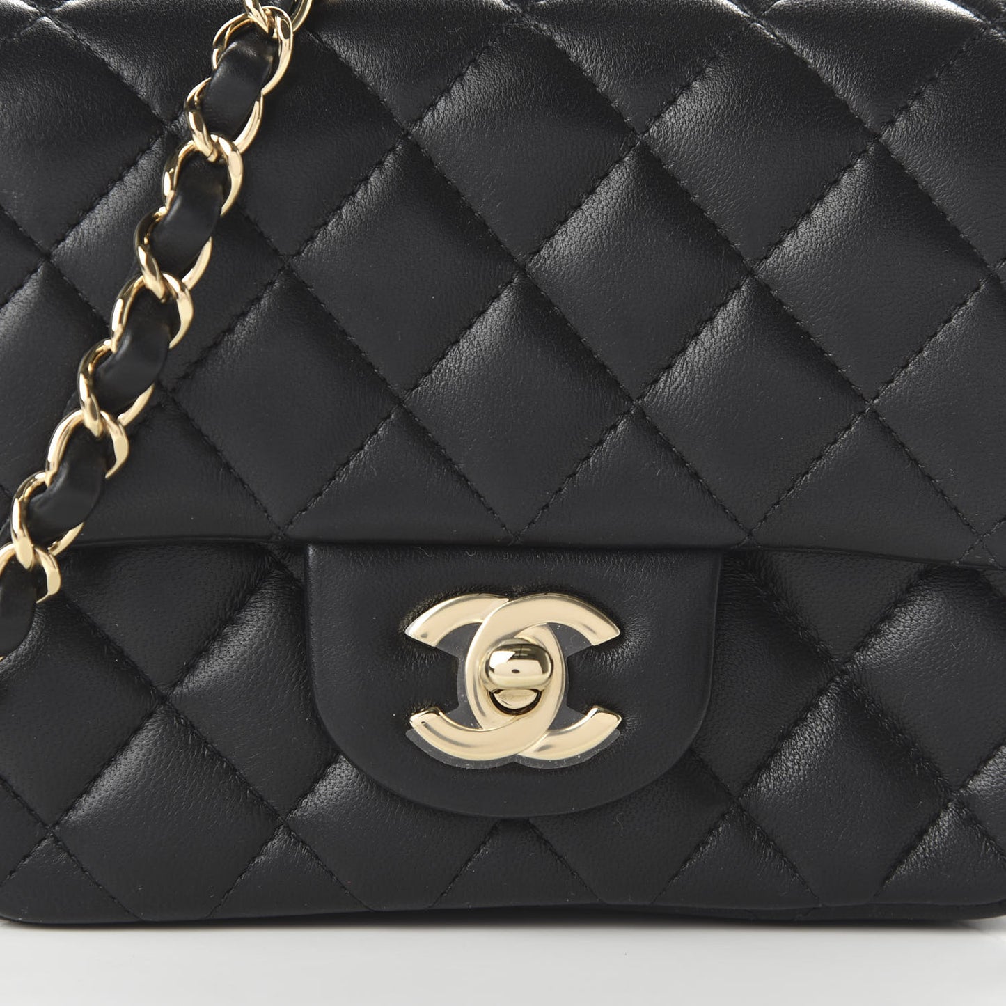 Lambskin Quilted Mini Square Flap Black