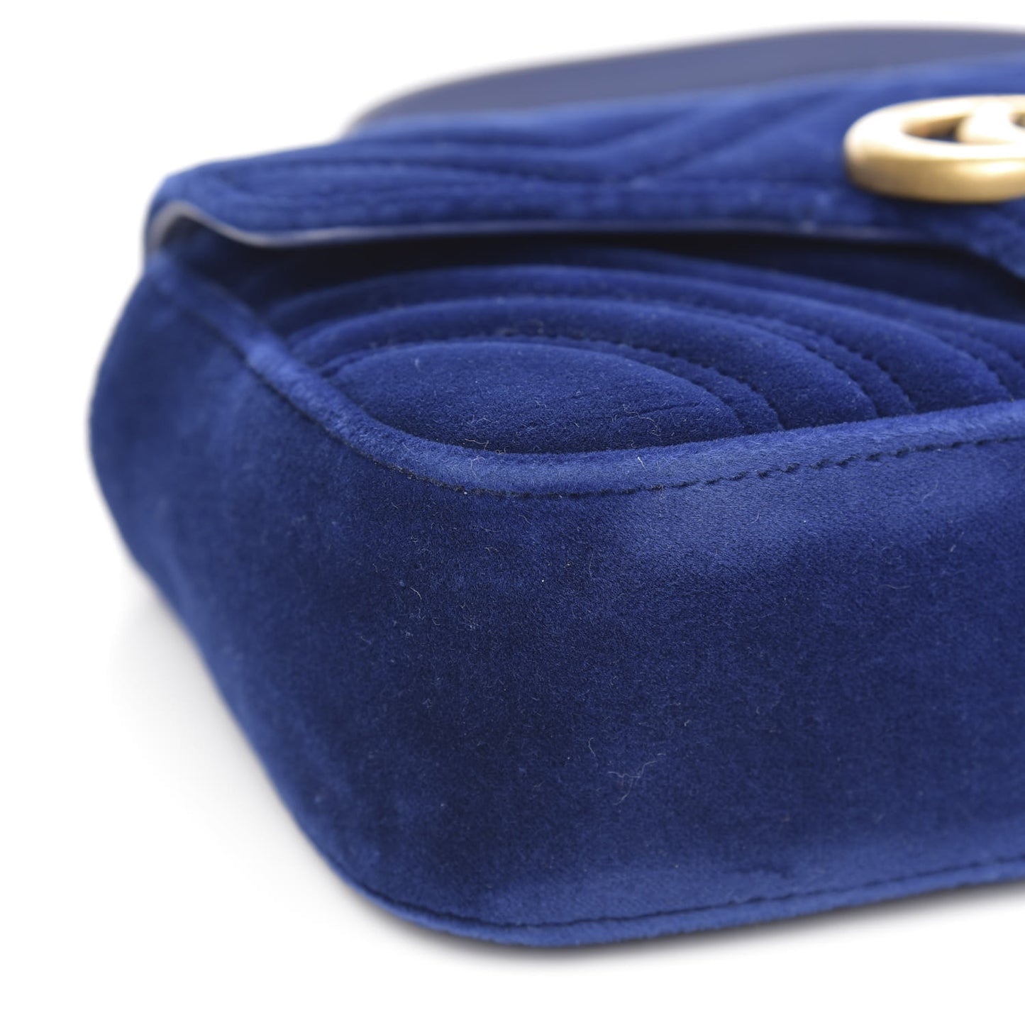 Velvet Matelasse Mini GG Marmont Shoulder Bag Cobalt Blue