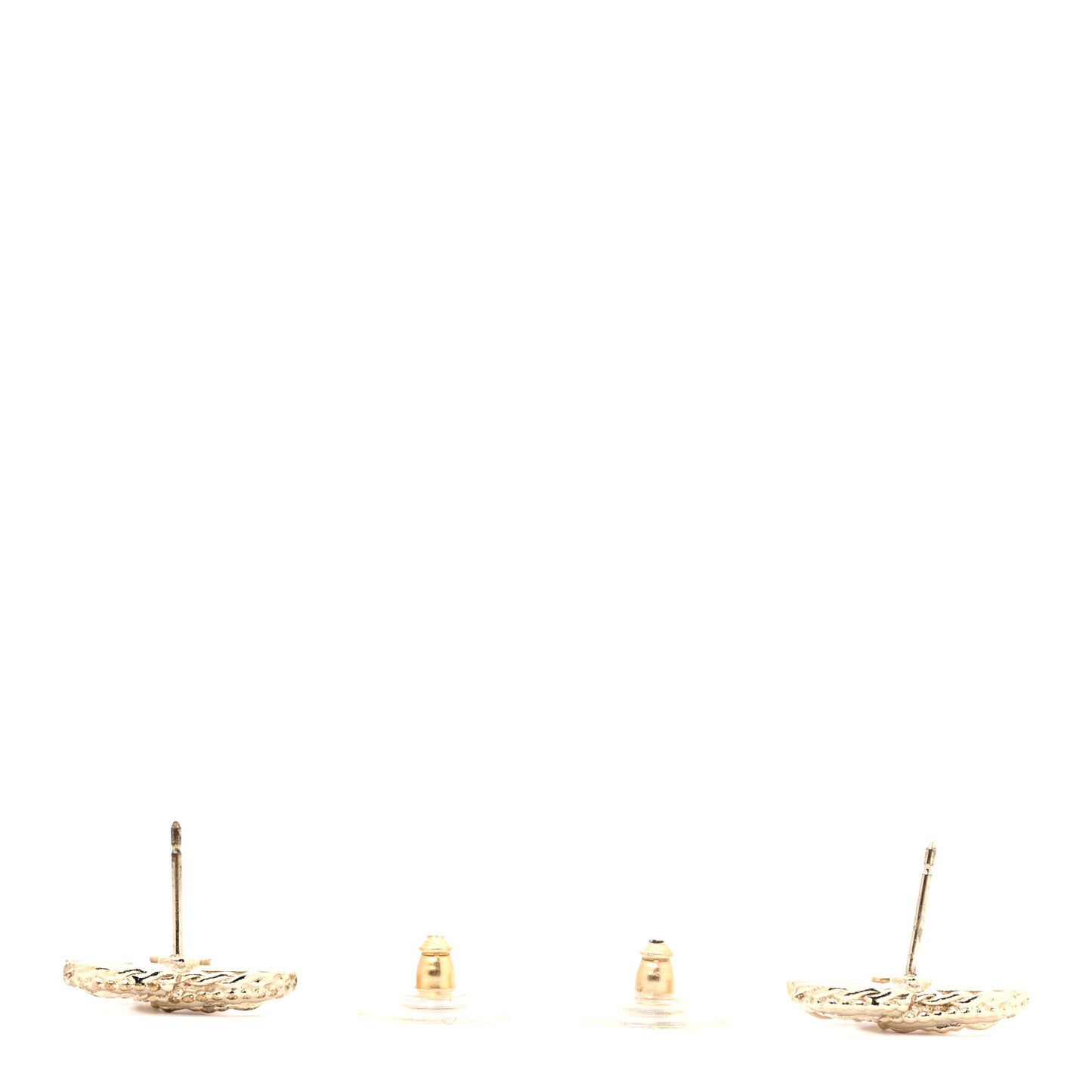 Enamel CC Earrings Gold White