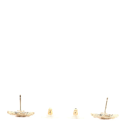 Chanel Enamel CC Earrings Gold White 3 of 4