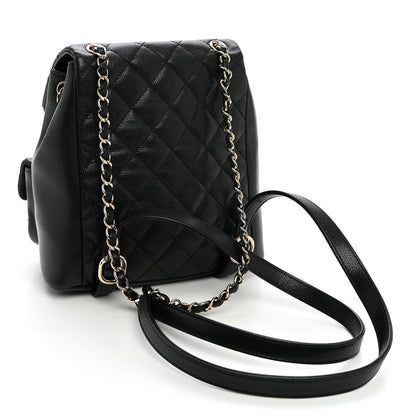 Chanel Shiny Caviar Quilted Small Duma Pockets Drawstring Backpack Black 2 of 9