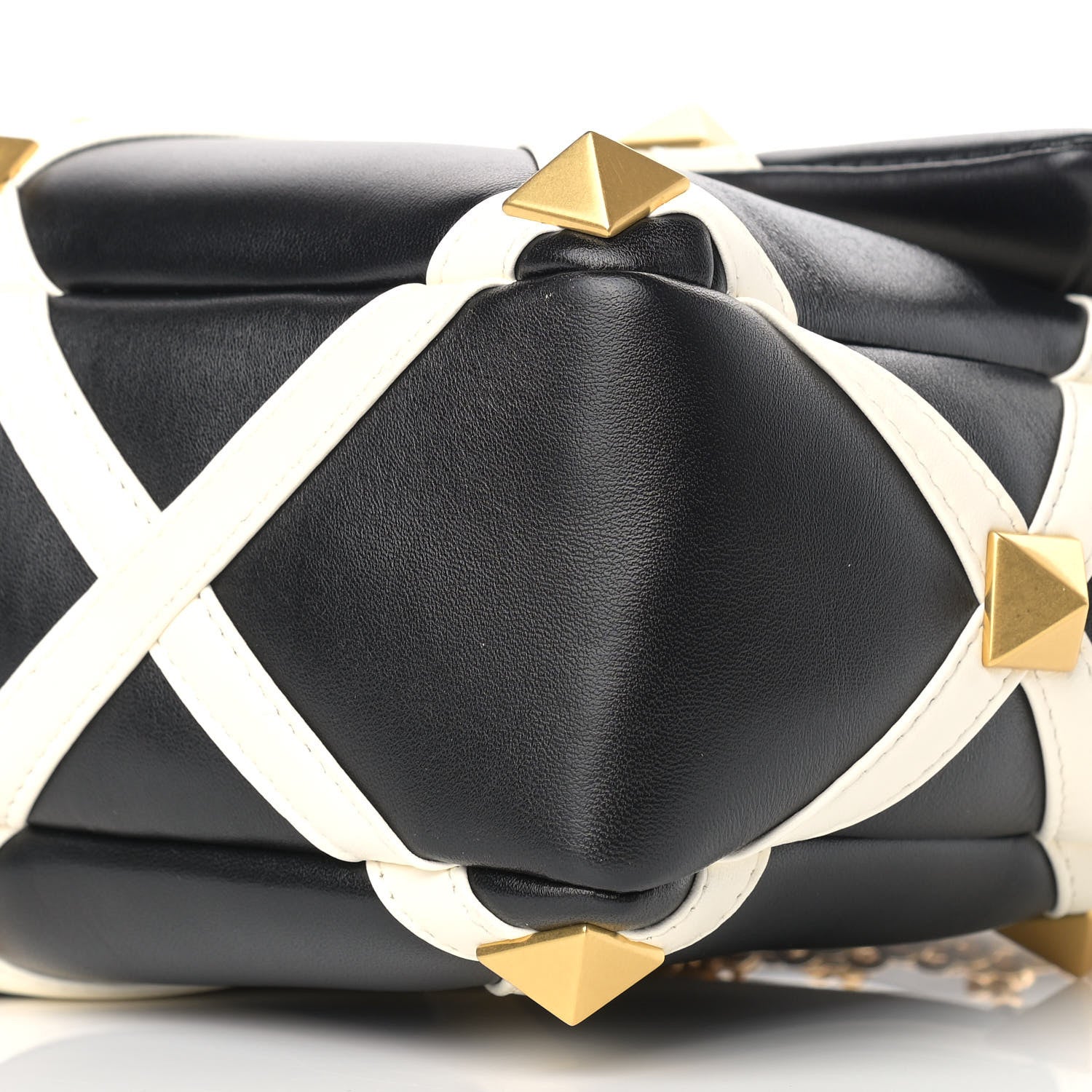 Valentino Garavani Nappa Large Roman Stud Shoulder Bag Black White 8 of 10