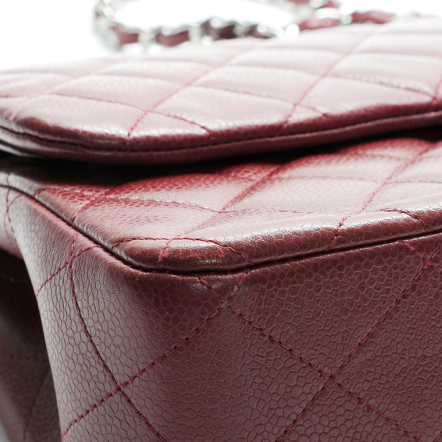 Caviar Quilted Jumbo Double Flap Burgundy