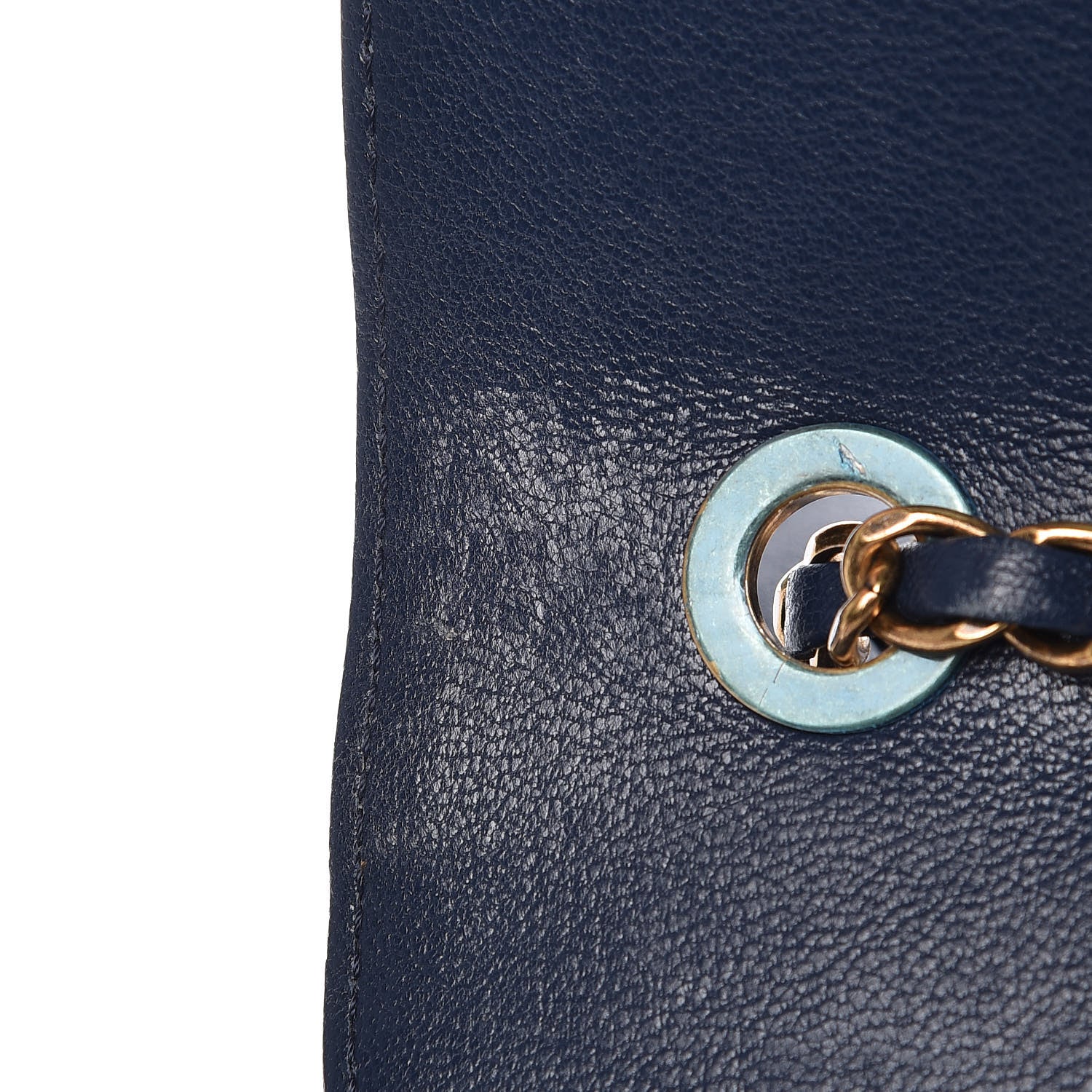 Chanel Sheepskin Quilted Large Beauty Lock Flap Navy Blue 9 of 20
