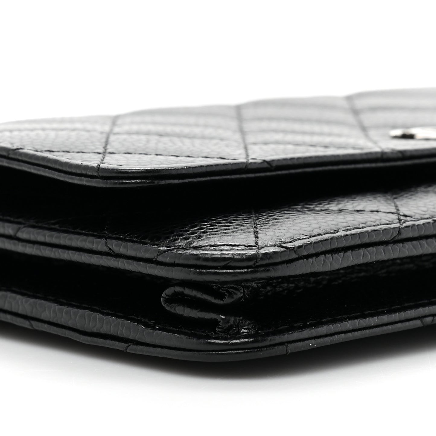 Caviar Quilted Wallet on Chain WOC Black