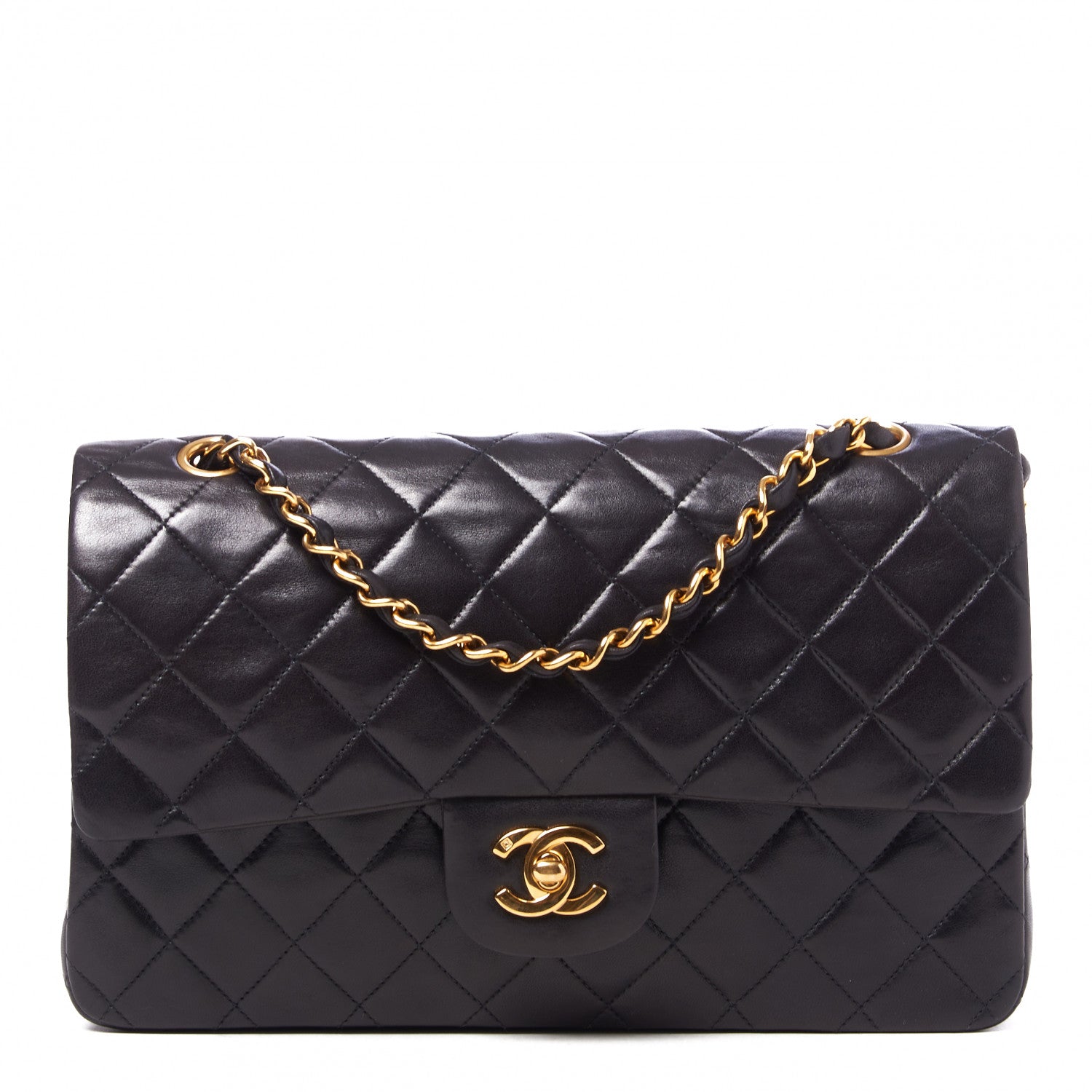 Chanel Lambskin Quilted Medium Double Flap Black 1 of 9