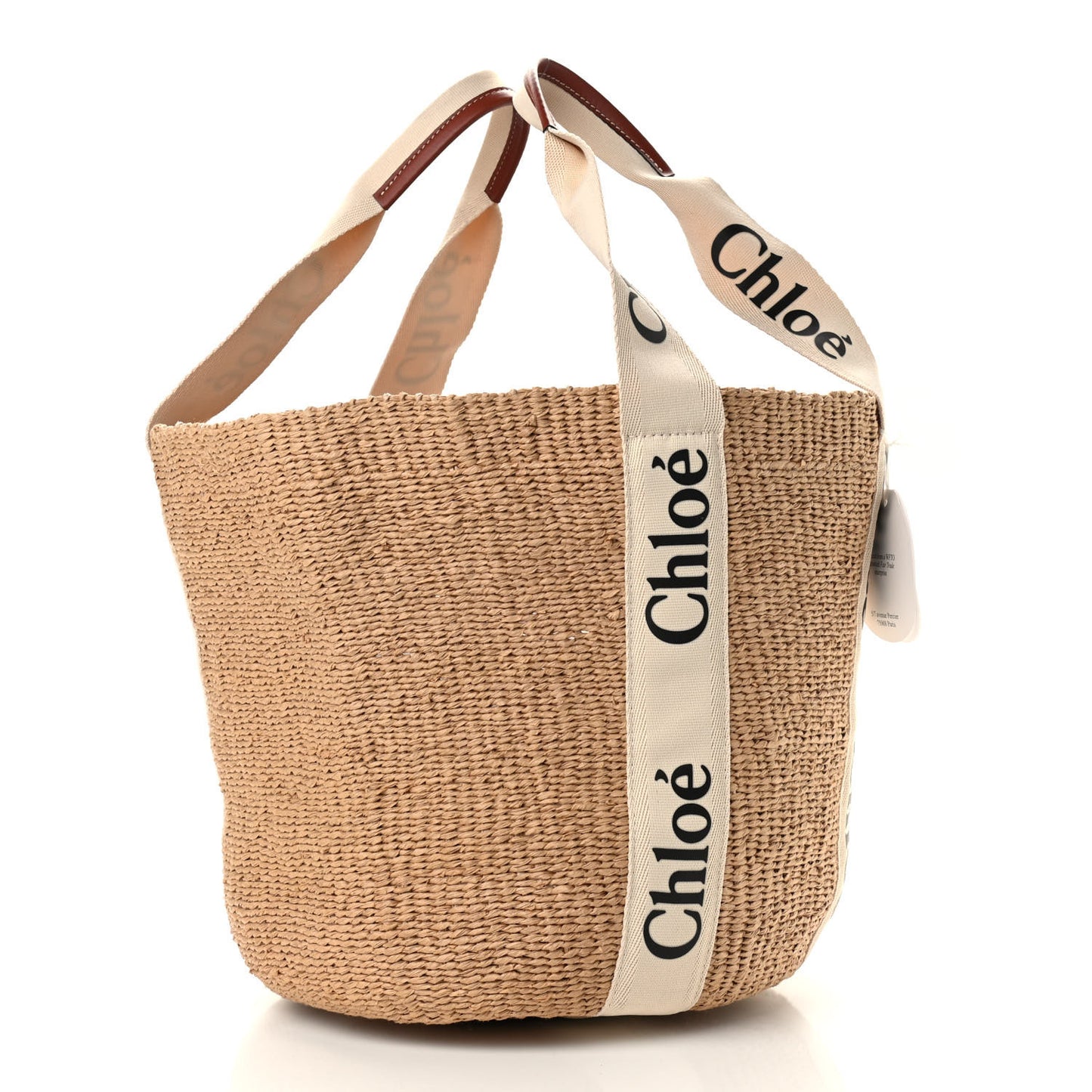 Raffia Medium Woody Tote White