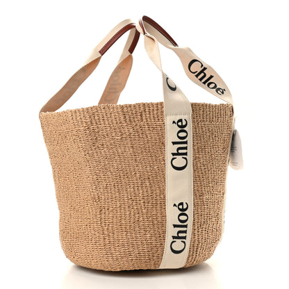 Chloe Raffia Medium Woody Tote White 2 of 7