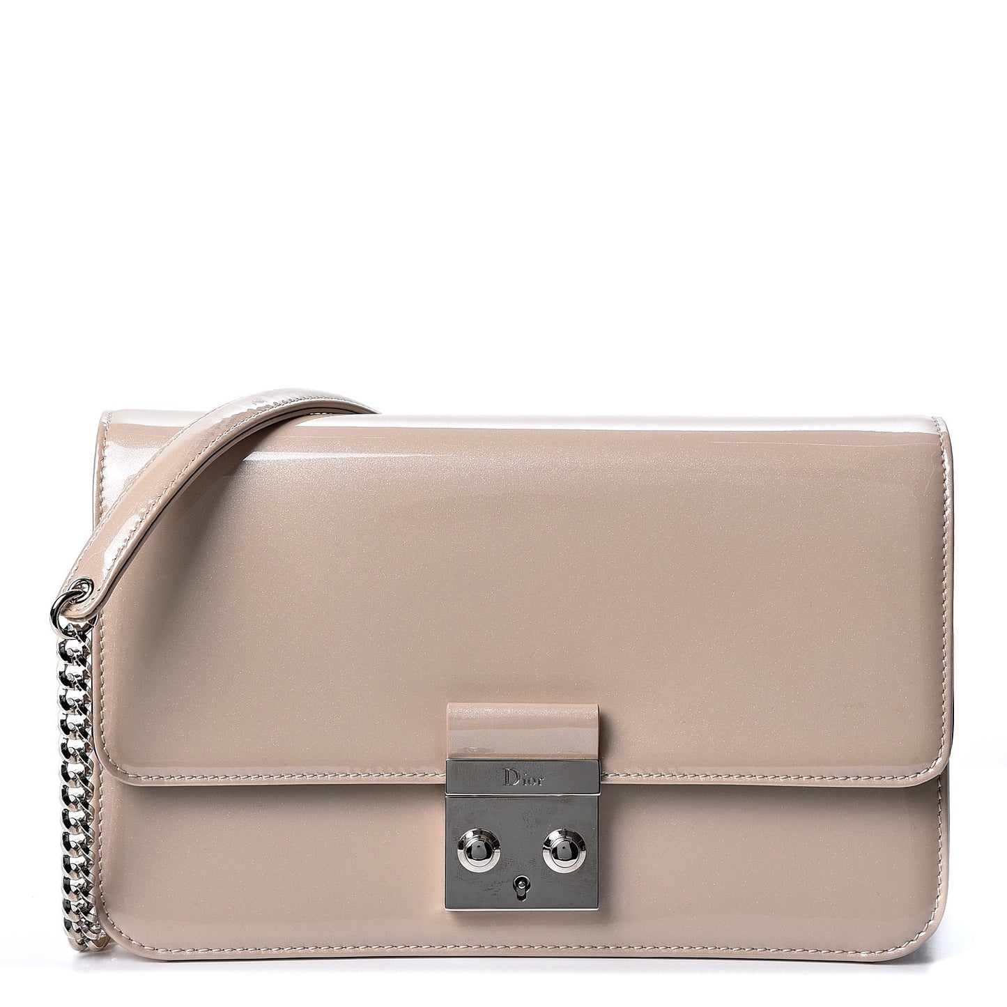 Metallic Box Patent Calfskin Miss Dior Promenade Pouch Beige
