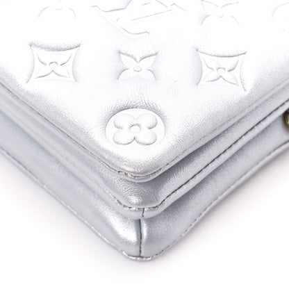 Louis Vuitton Metallic Lambskin Embossed Monogram Pochette Coussin Silver 9 of 10
