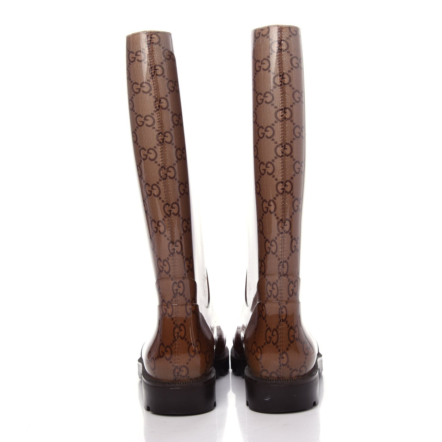 Rubber Monogram Edinburg Rain Boots 35 Transparent Cocoa