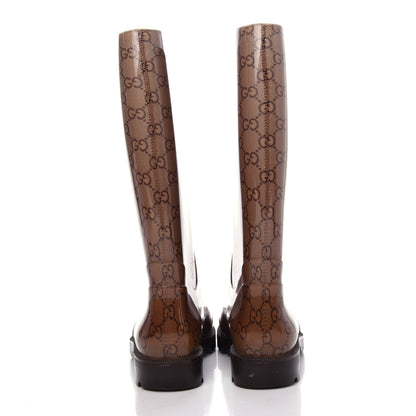 Gucci Rubber Monogram Edinburg Rain Boots 35 Transparent Cocoa 7 of 9
