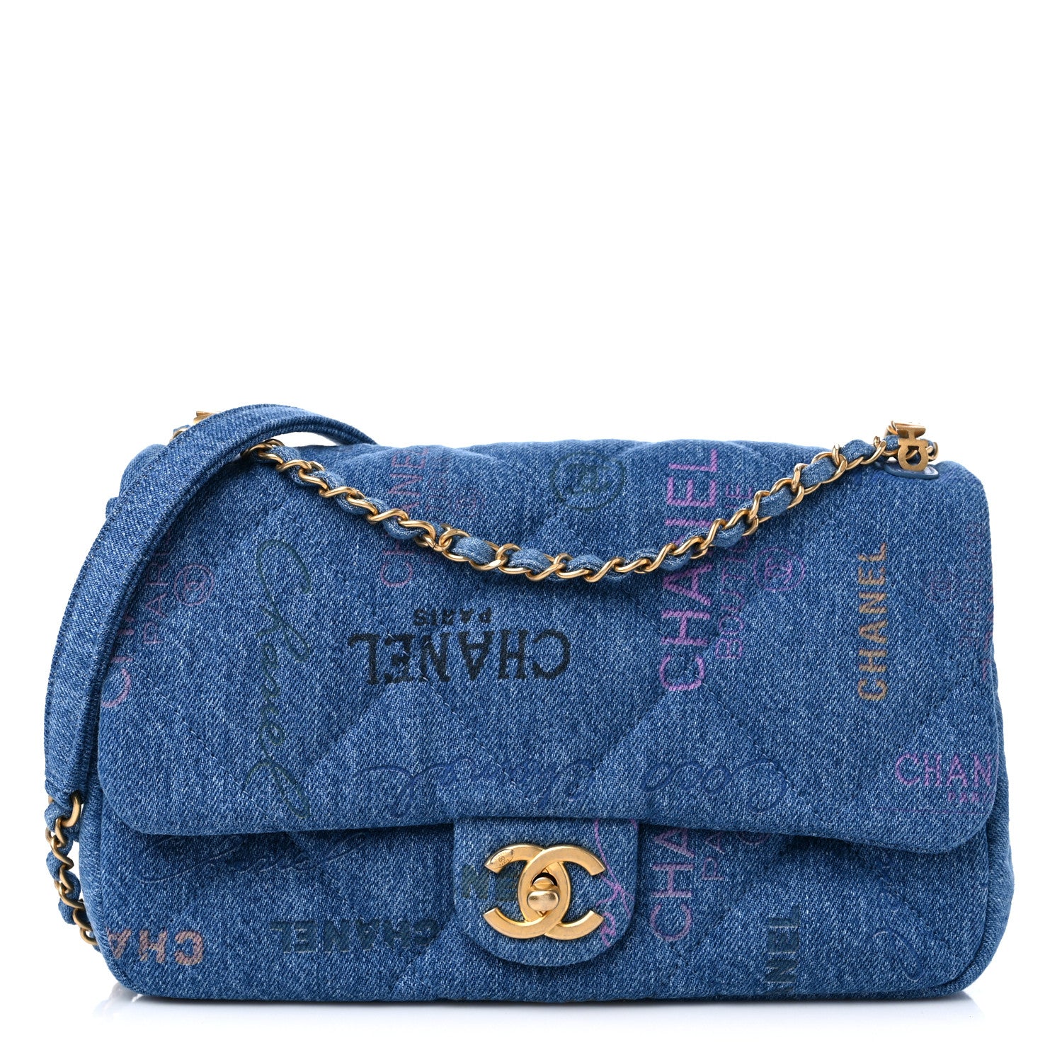 Chanel Denim Quilted Denim Large Mood Flap Blue Multicolor 1 of 9
