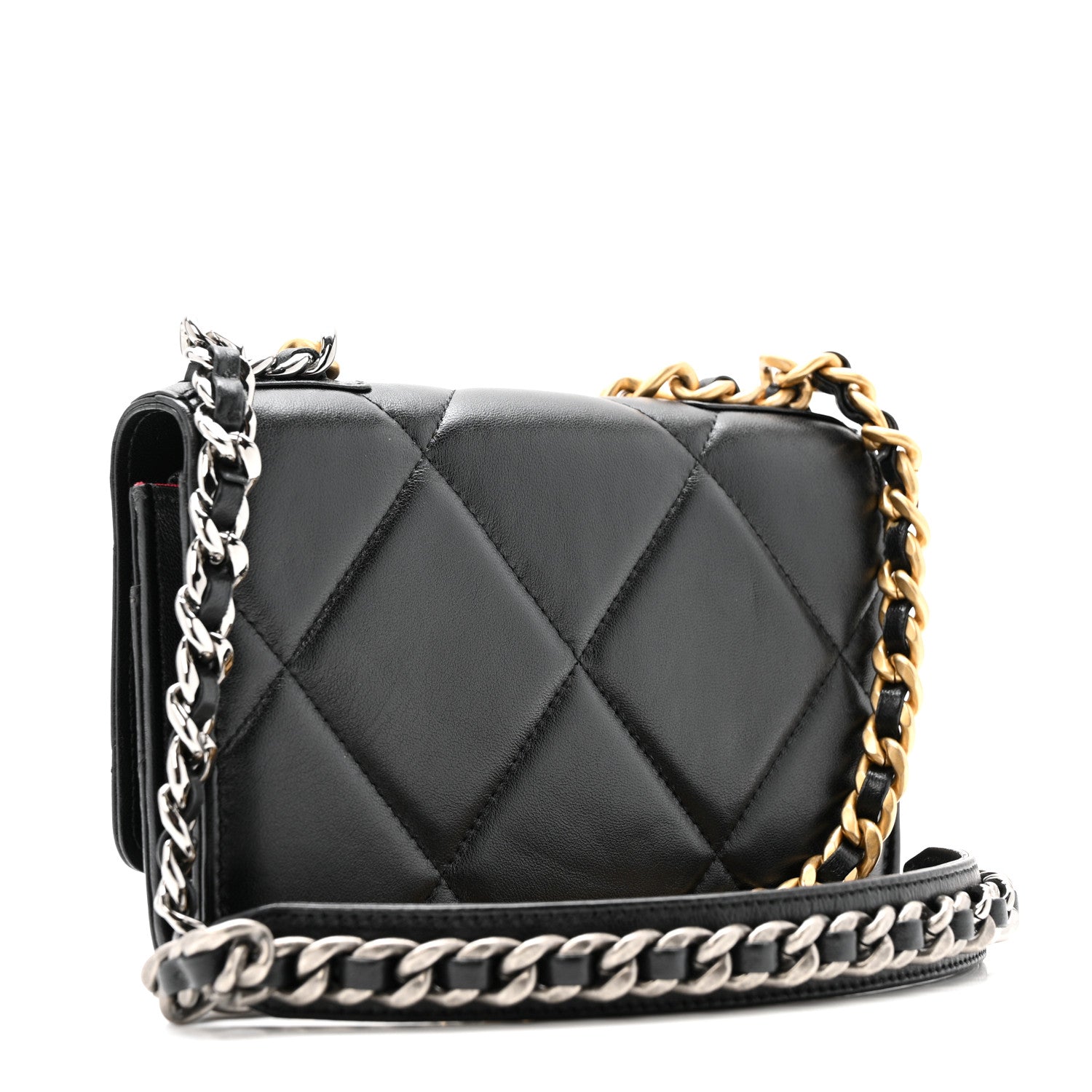 Chanel Lambskin Quilted Chanel 19 Wallet On Chain WOC Black 3 of 14