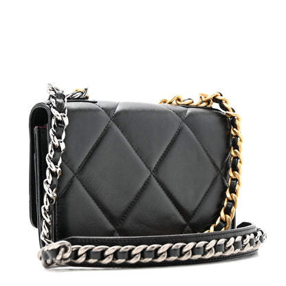 Chanel Lambskin Quilted Chanel 19 Wallet On Chain WOC Black 3 of 14