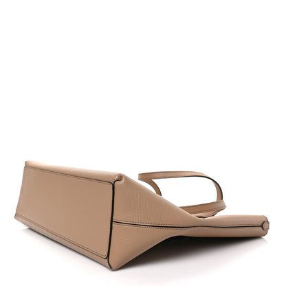 Burberry Grainy Calfskin Haymarket Check Medium Reversible Tote Camel 10 of 18