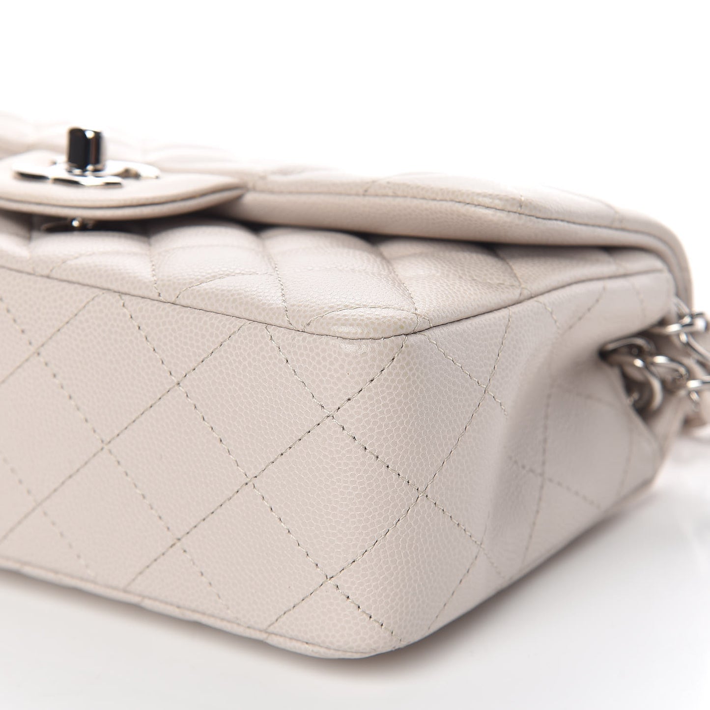 Caviar Quilted Mini Rectangular Flap Ivory