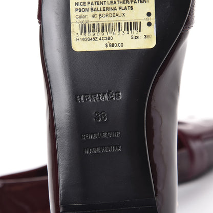 Hermes Patent Epsom Nice Ballerina Flats 38 Bordeaux 7 of 8