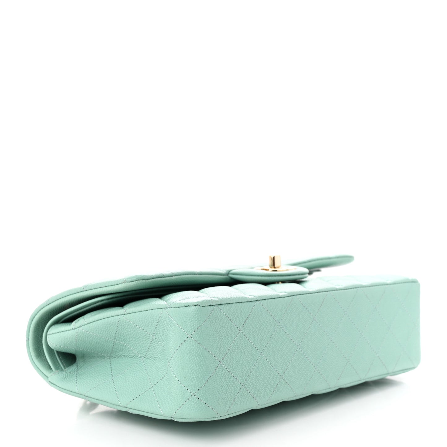 Caviar Quilted Medium Double Flap Light Blue