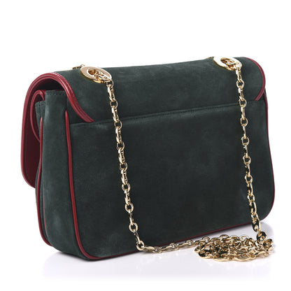 Gucci Suede Azalea Calfskin Small Marina Chain Shoulder Bag Green Red 3 of 10
