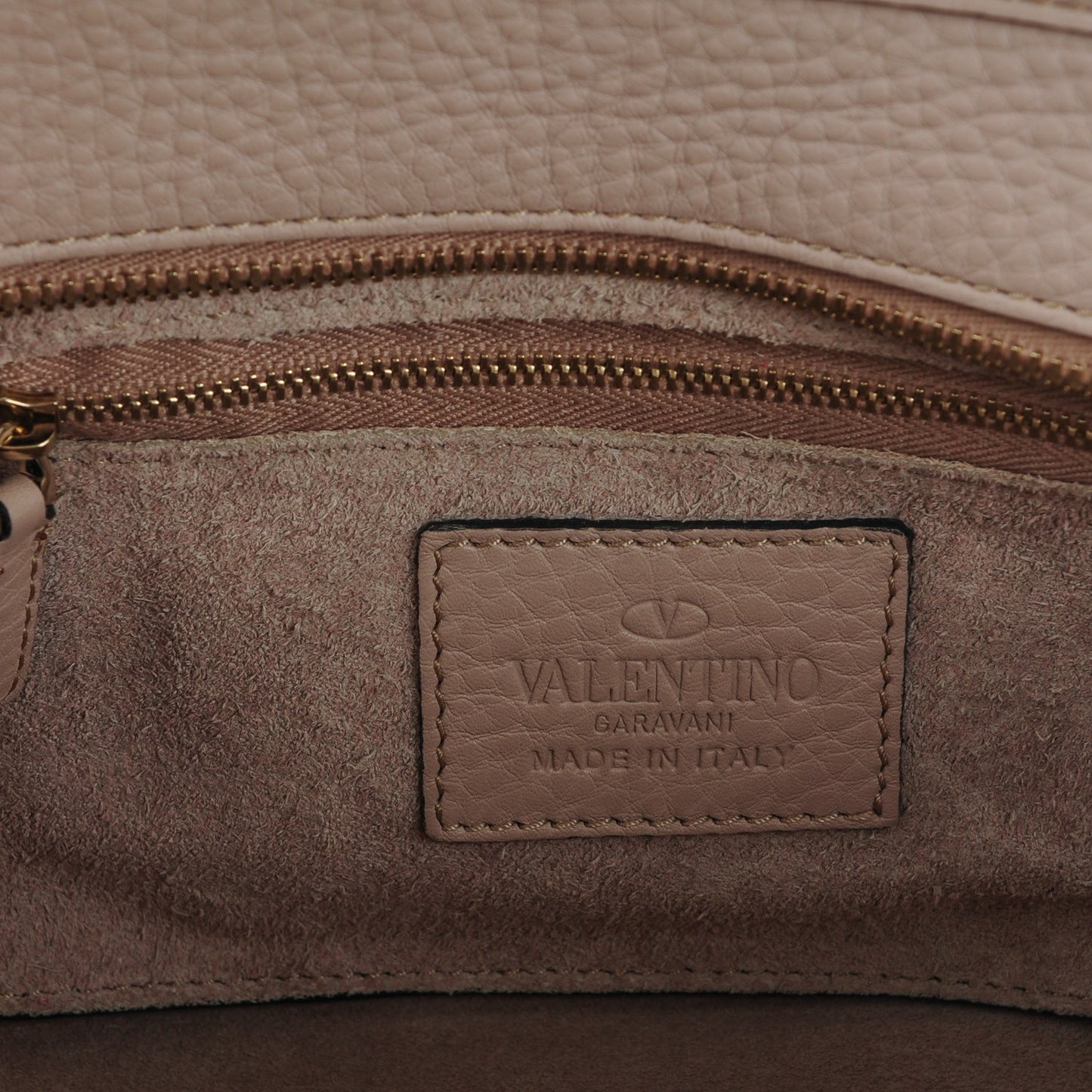 Grained Calfskin Small Rockstud Double Handle Tote Poudre