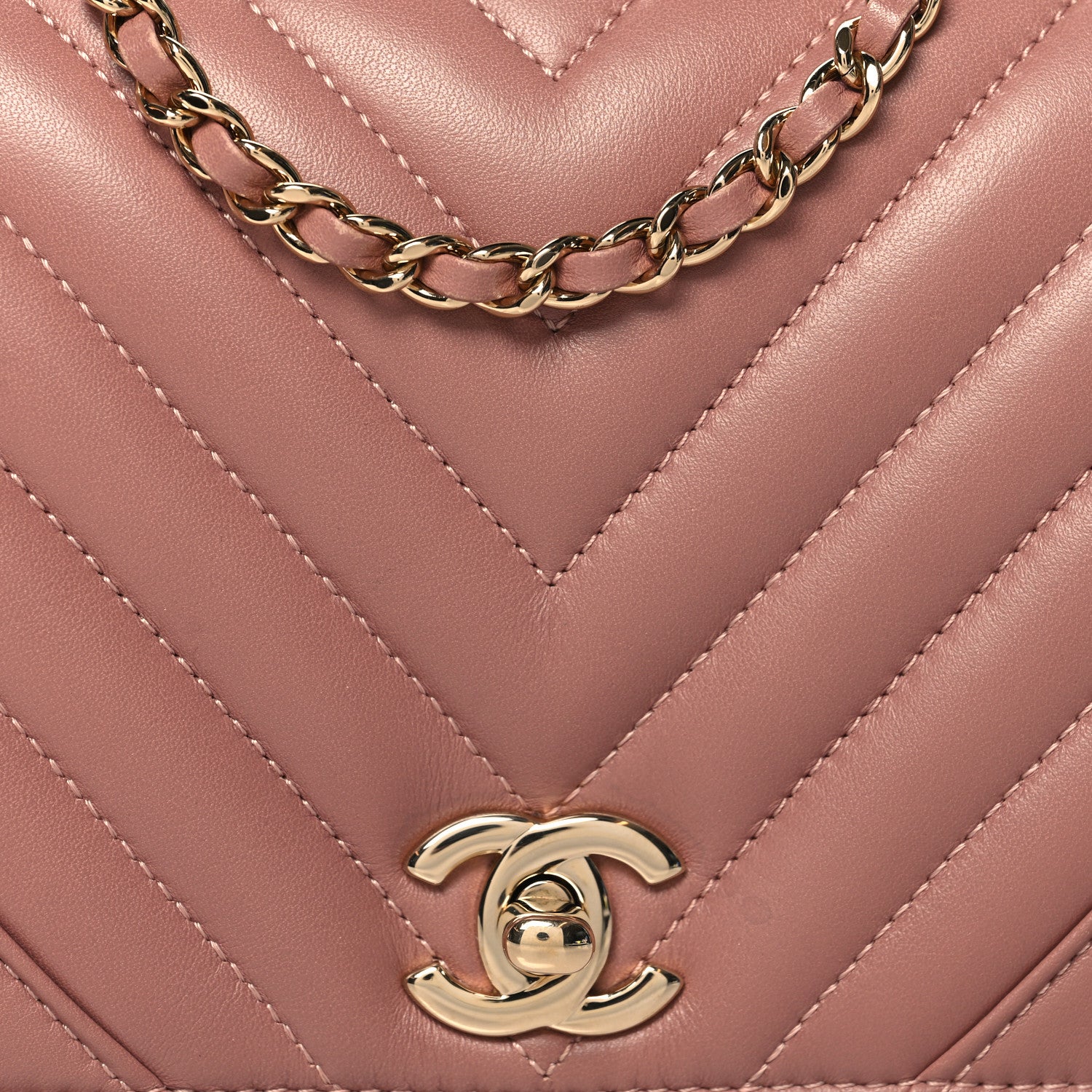 Chanel Calfskin Chevron Quilted Mini Statement Flap Pink 8 of 11