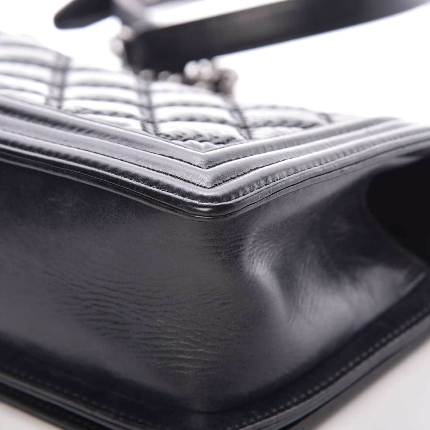 Calfskin Double Stitch Medium Boy Flap Black