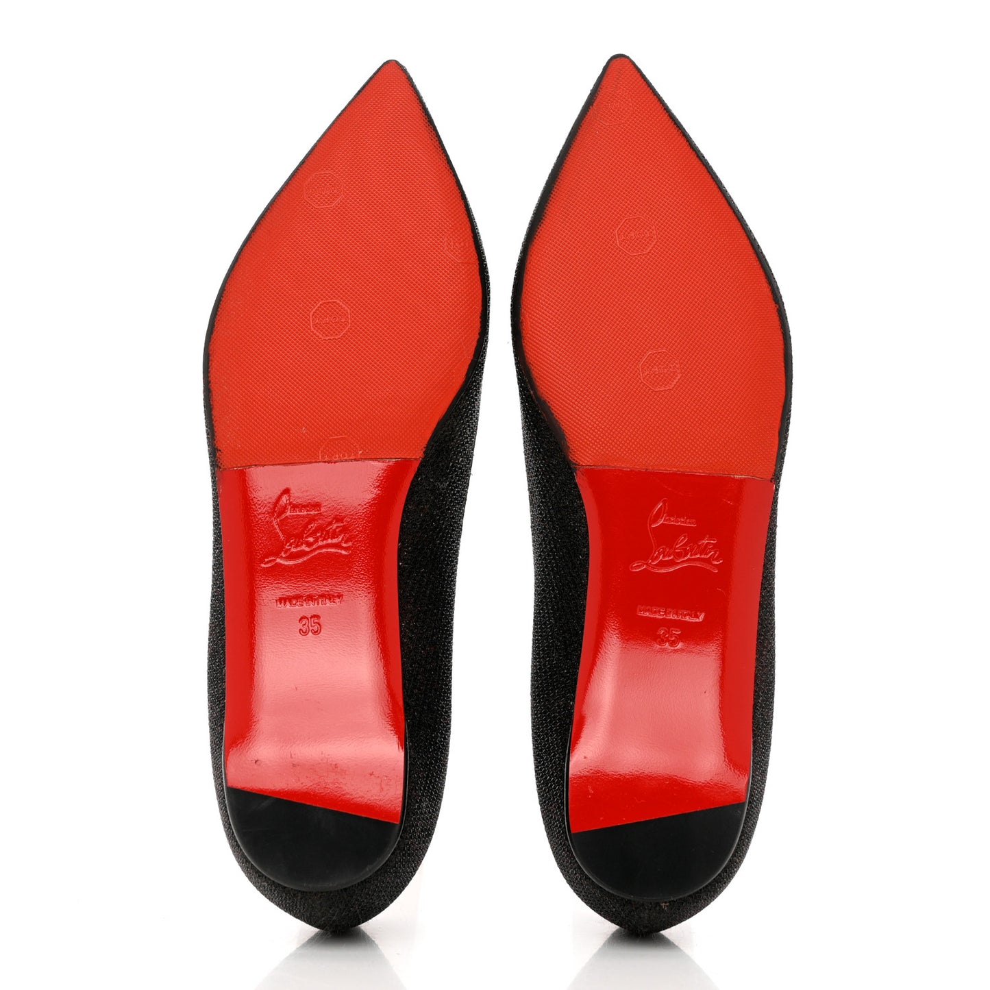 Glitter Tisse Veau Velours Heart Embellished Coramia Point Toe Flats 35 Black