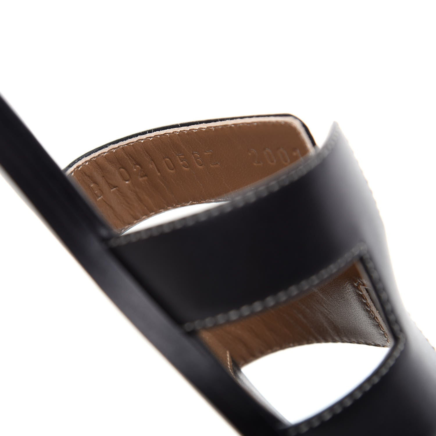 Hermes Box Calfskin Oran Sandals 36.5 Black 10 of 10