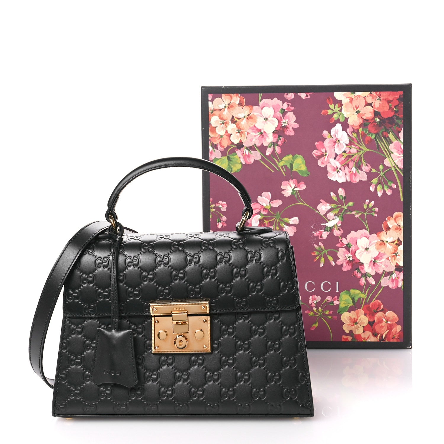Gucci Guccissima Signature Small Padlock Top Handle Bag Black 11 of 11
