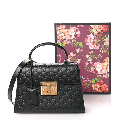Gucci Guccissima Signature Small Padlock Top Handle Bag Black 11 of 11