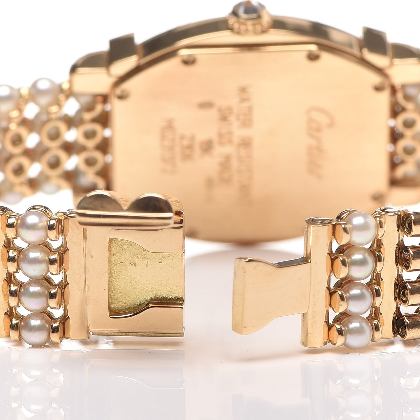 18K Yellow Gold Diamond Pearl 26mm Tortue Chinoise Quartz Watch