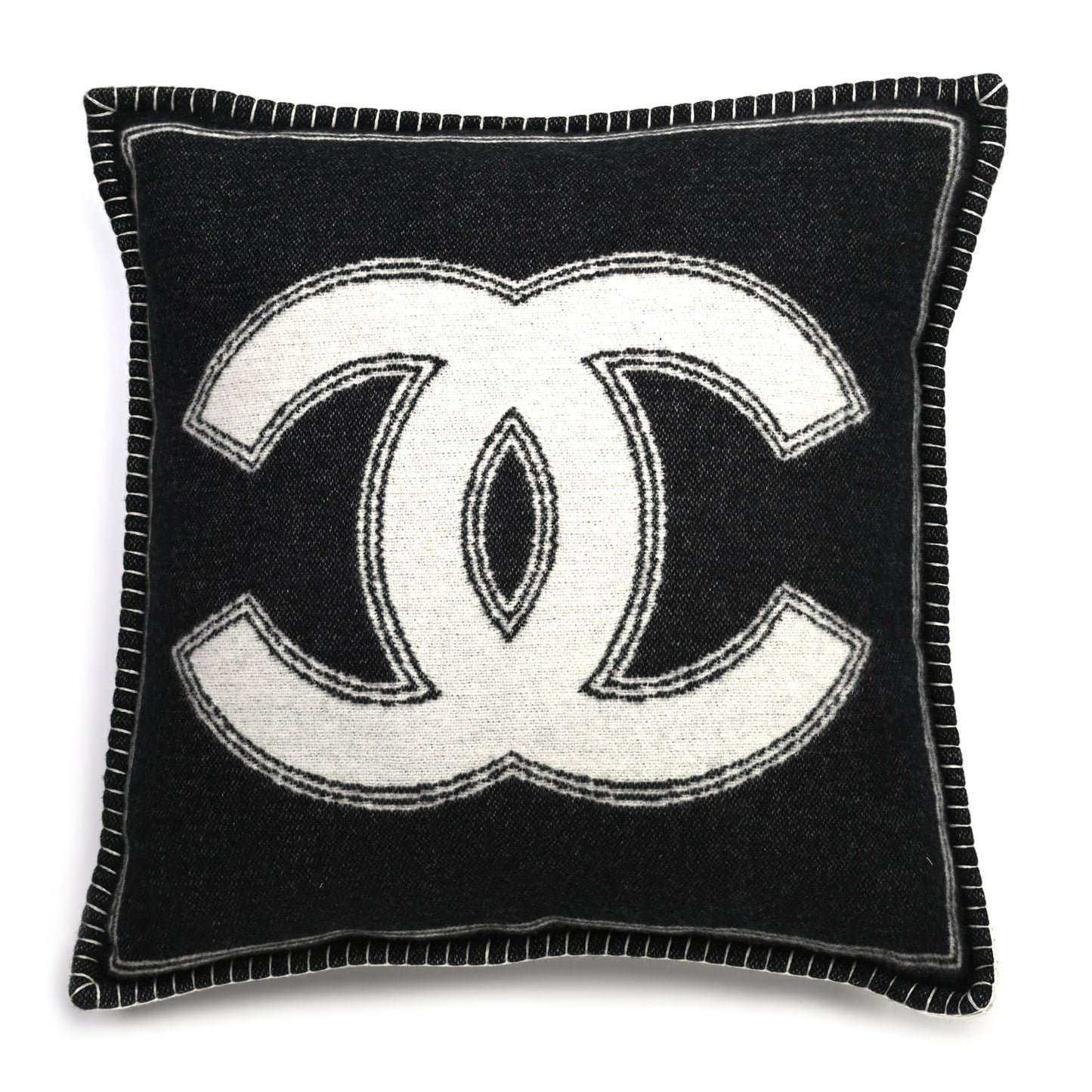 Merino Wool Cashmere CC Pillow Beige Black