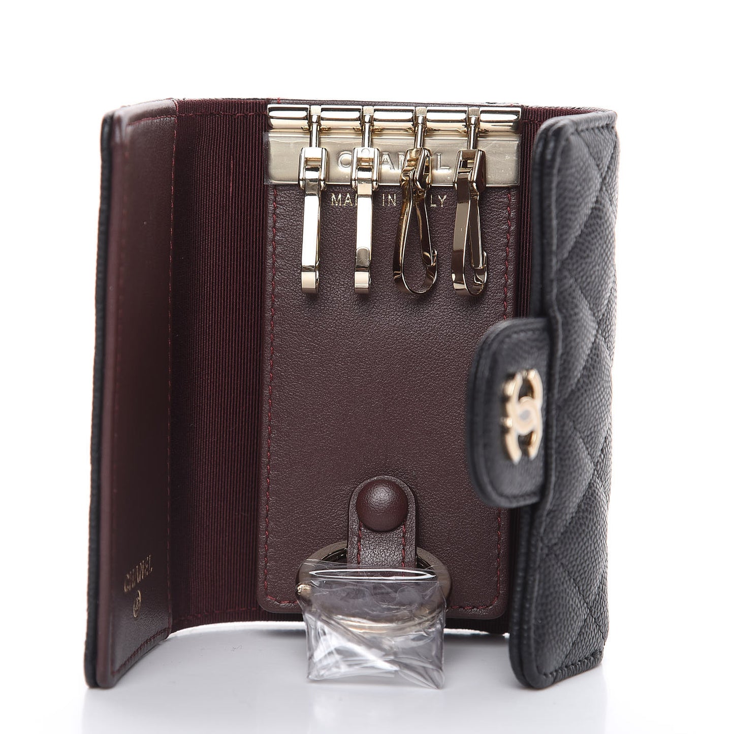 Caviar Quilted Classic 4 Key Holder Wallet Black