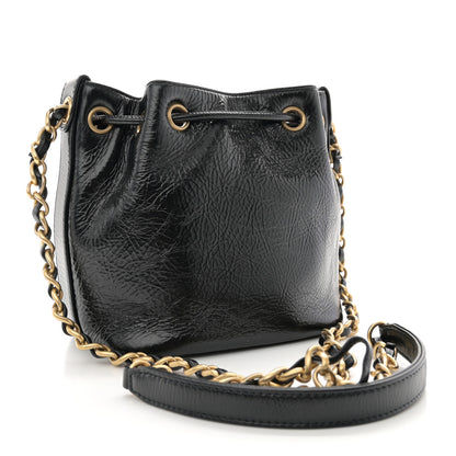 Chanel Shiny Aged Calfskin CC Chain Mini Drawstring Bag Black 3 of 11