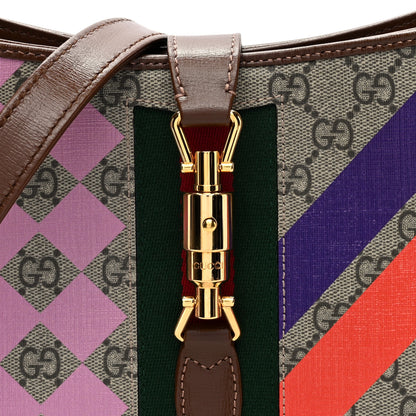 Gucci GG Supreme Monogram Azalea Calfskin Print Web Small Jackie 1961 Hobo Multicolor 8 of 10