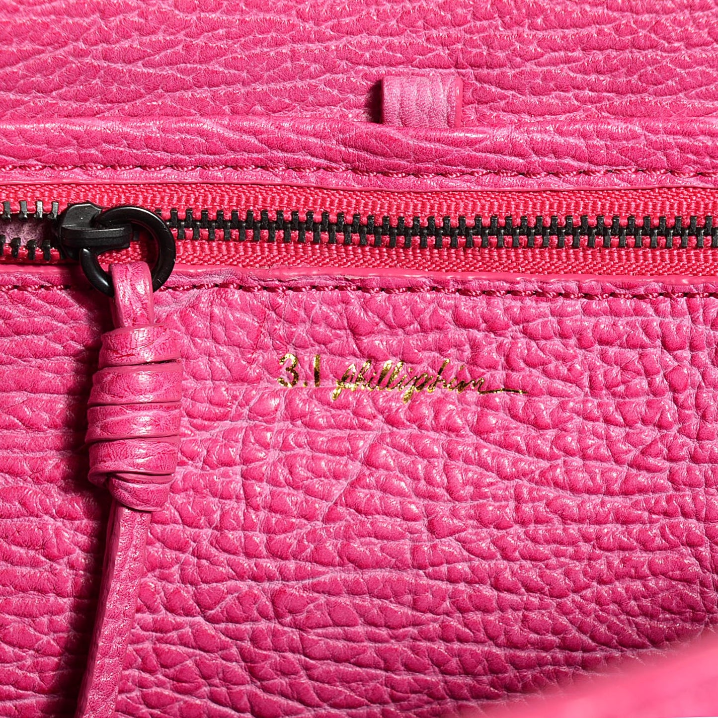 3.1 Textured Calfskin Large Pashli Satchel Bright Fuchsia