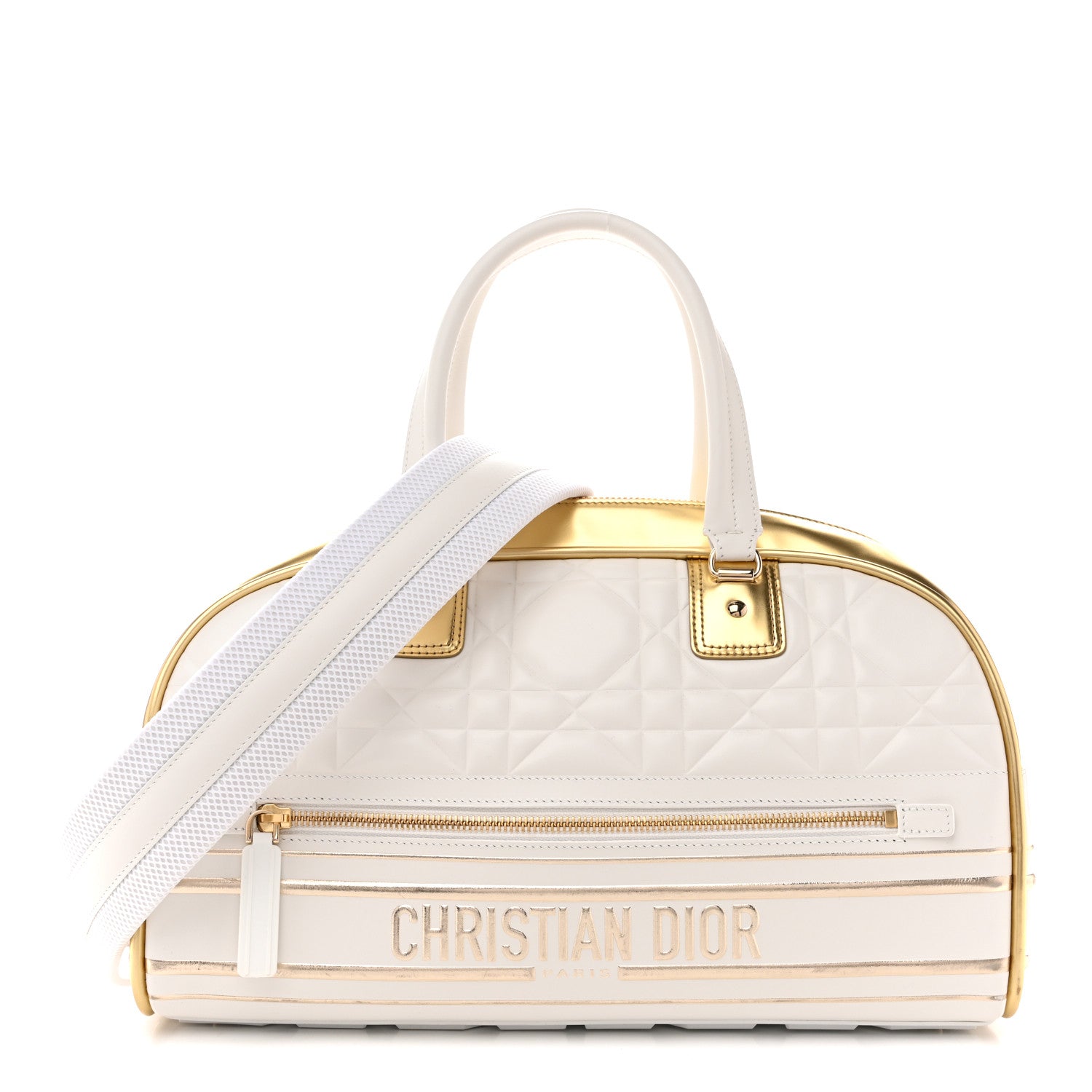Christian Dior Calfskin Padded Macrocannage Medium Dior Vibe Zip