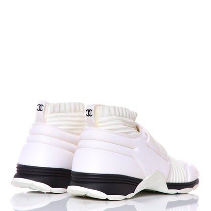 Chanel Stretch Fabric CC Sneakers 38 White 4 of 9