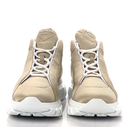 Prada Re-Nylon Gabardine Rubber Triangle Logo Quilted Womens Rush Piuma 50mm Mid Sneakers 40.5 Deserto 2 of 6