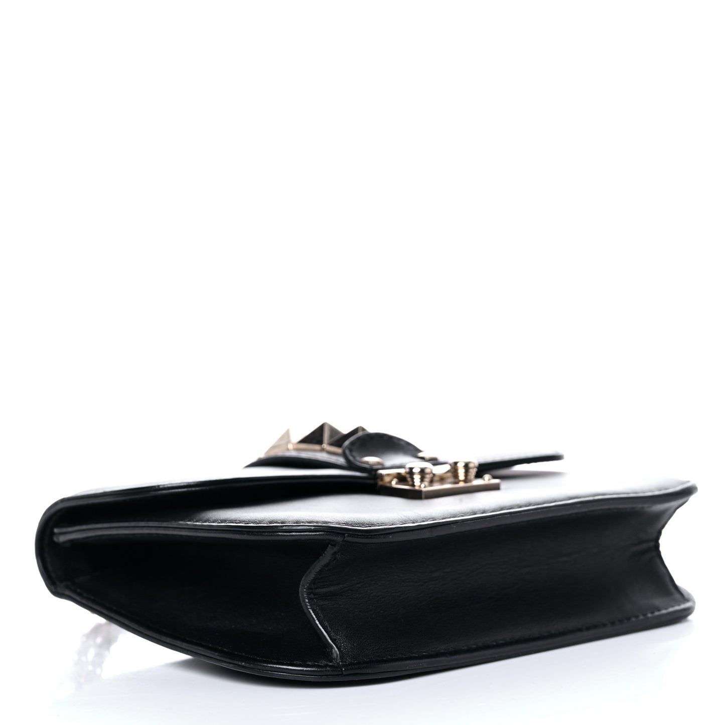 Vitello Small Glam Lock Rockstud Flap Black