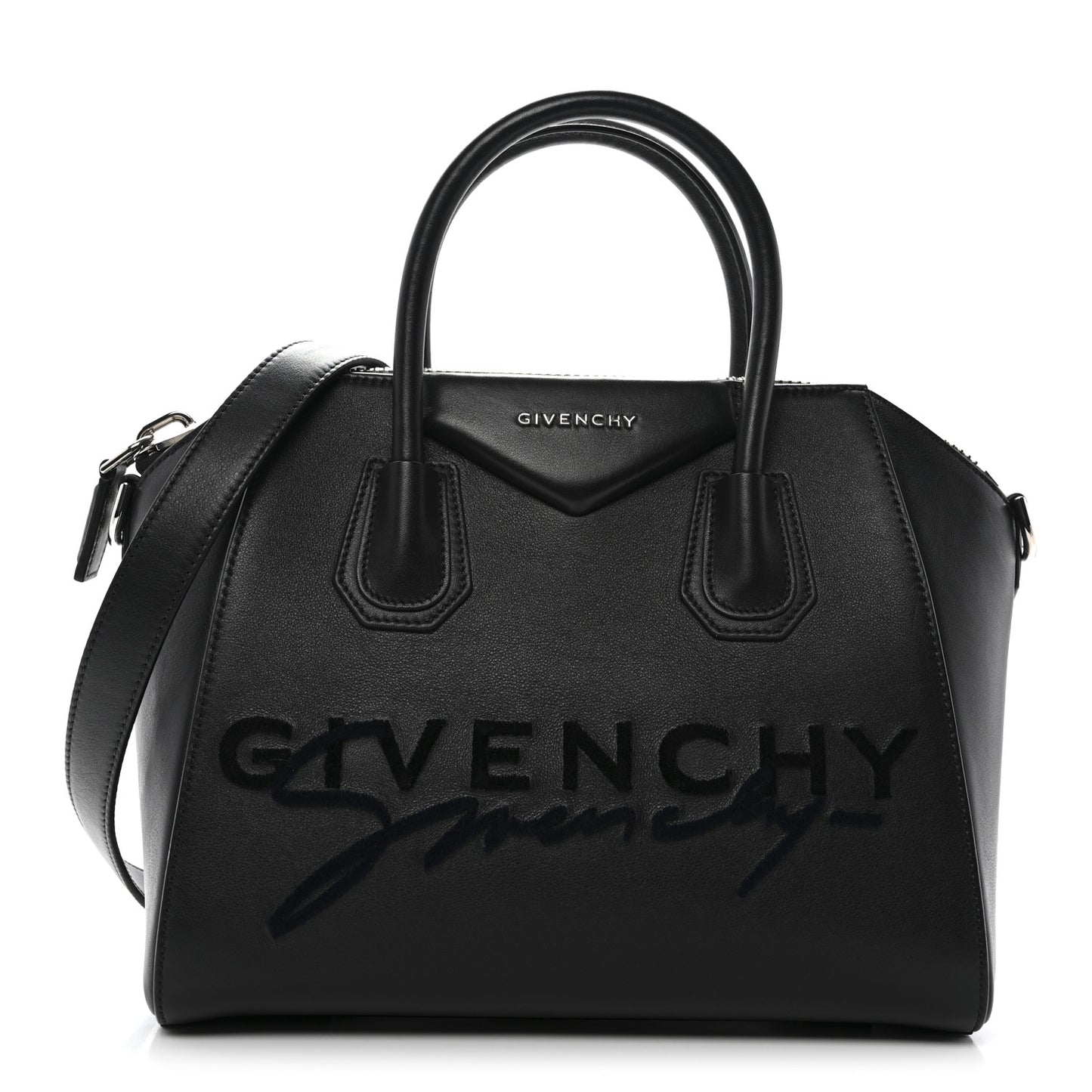 Calfskin Signature Logo Small Antigona Black