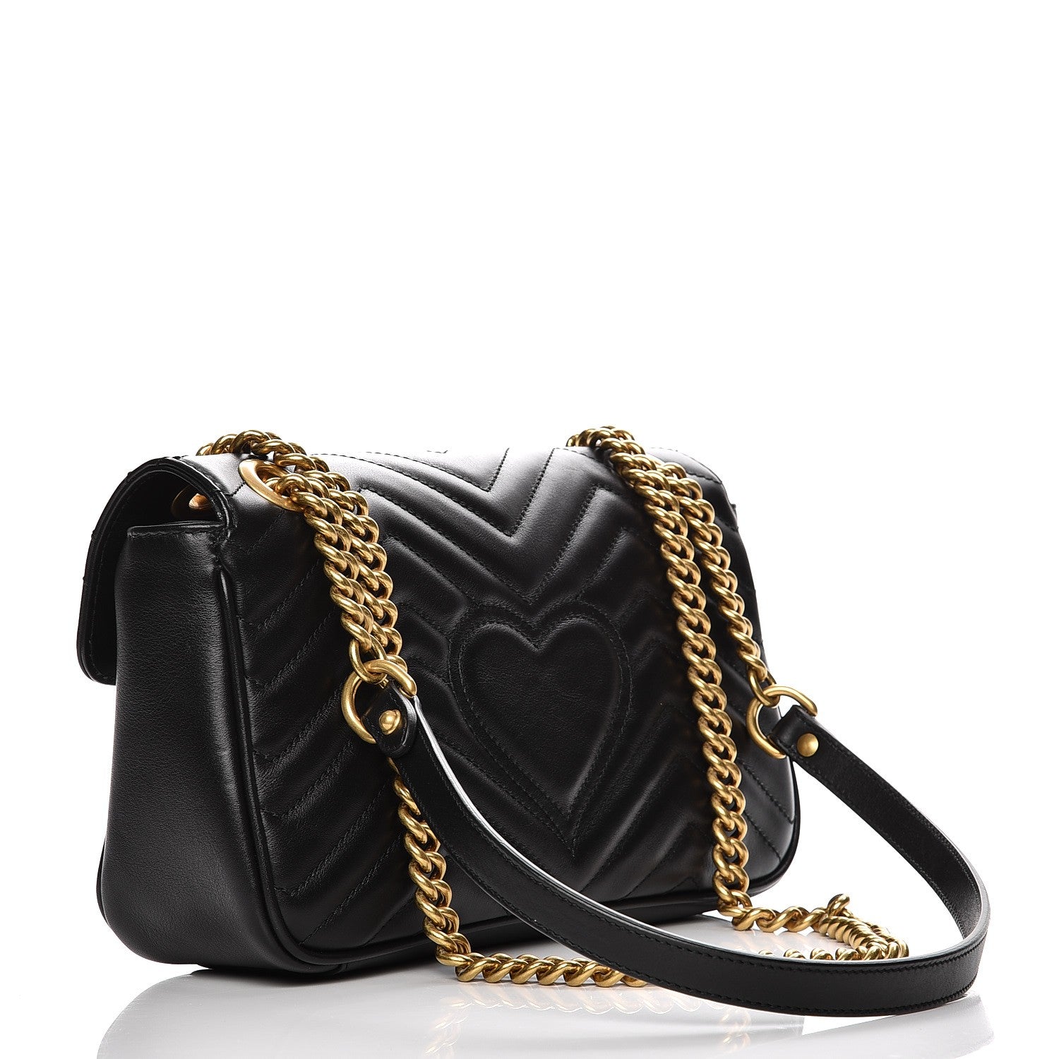 Gucci Calfskin Matelasse Small GG Marmont Shoulder Bag Black 13 of 14