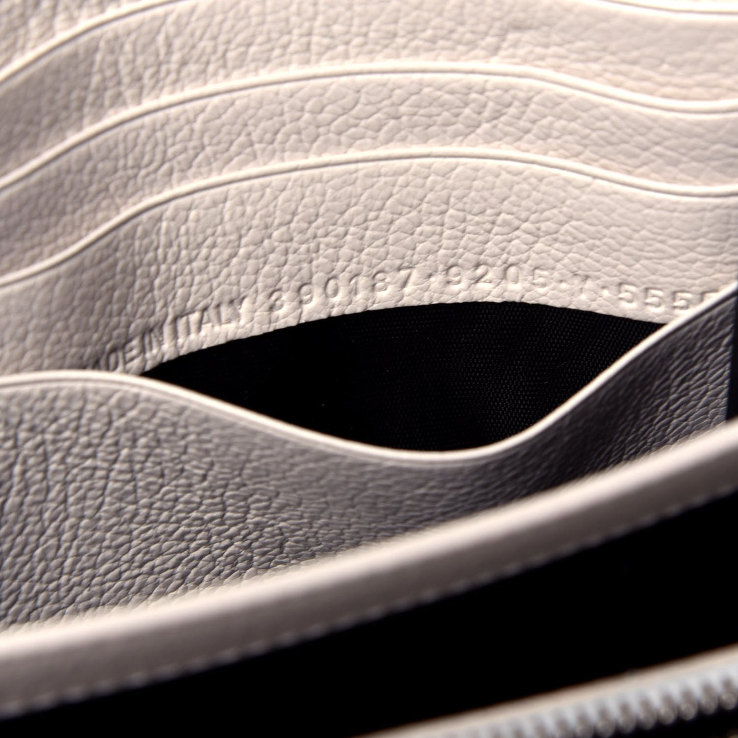 Chevre Silver Metallic Edge Hardware Zip Around Wallet Blanc Neige