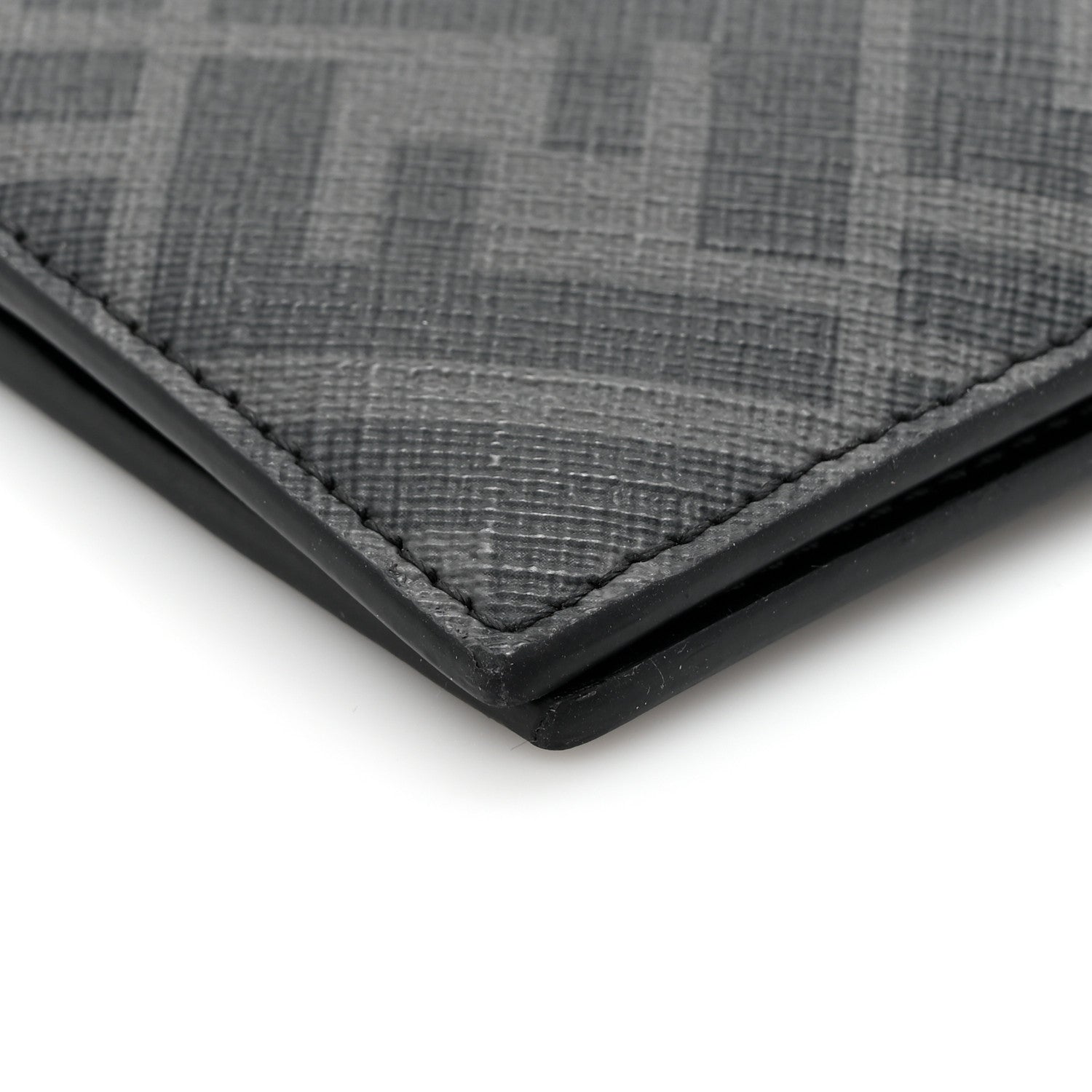 Fendi Glazed Fabric Vitello King FF 1974 Diagonal Bi-Fold Wallet Grey Black Sunflower 9 of 10