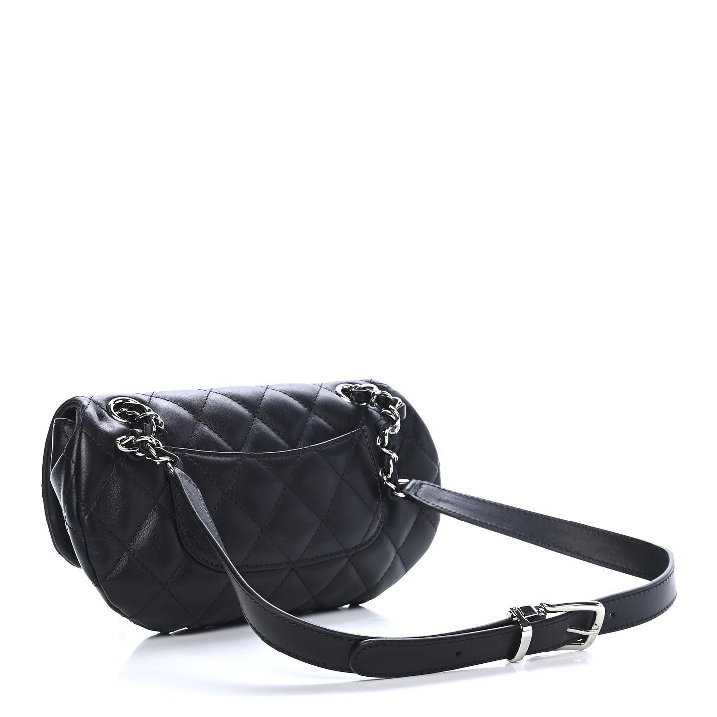 Calfskin Quilted CC Uniform Flap Belt Bag Black