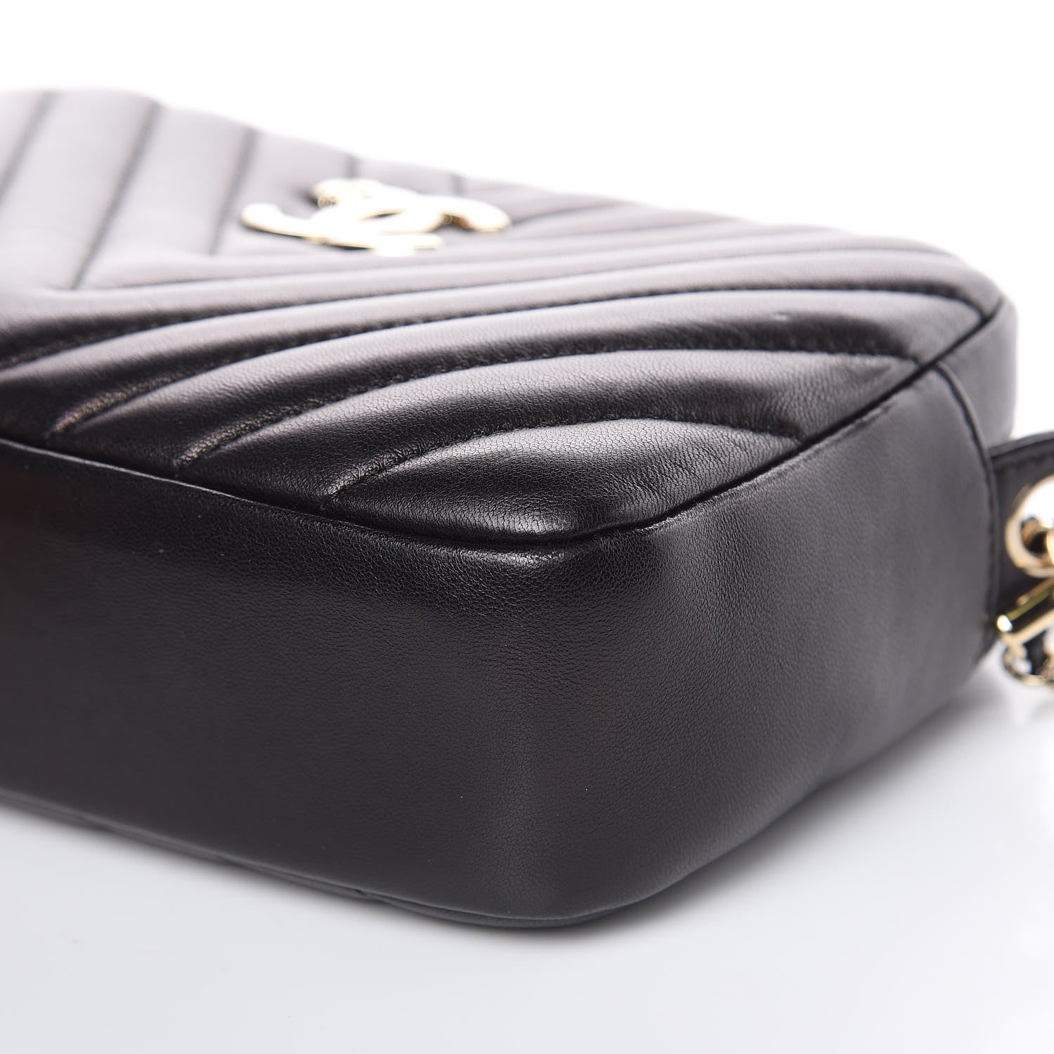 Chanel Lambskin Chevron Quilted Camera Case Black 10 of 12