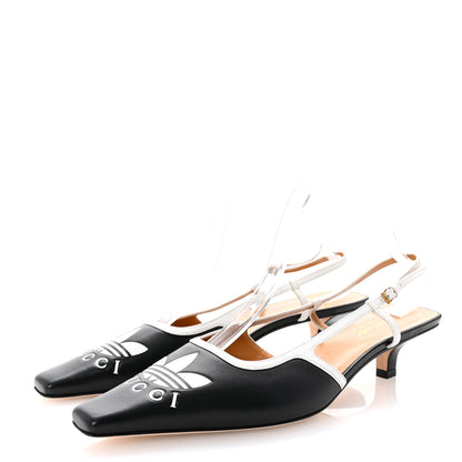 Gucci X ADIDAS Nappa Charlotte Suede Monogram Trefoil Slingback Pumps 40 Black White 4 of 9